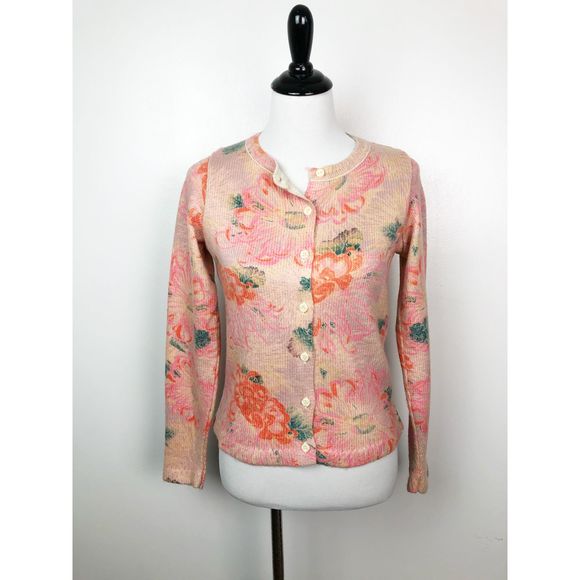 Anthropologie Postmark Devon Pink Floral Cardigan - Picture 4 of 7